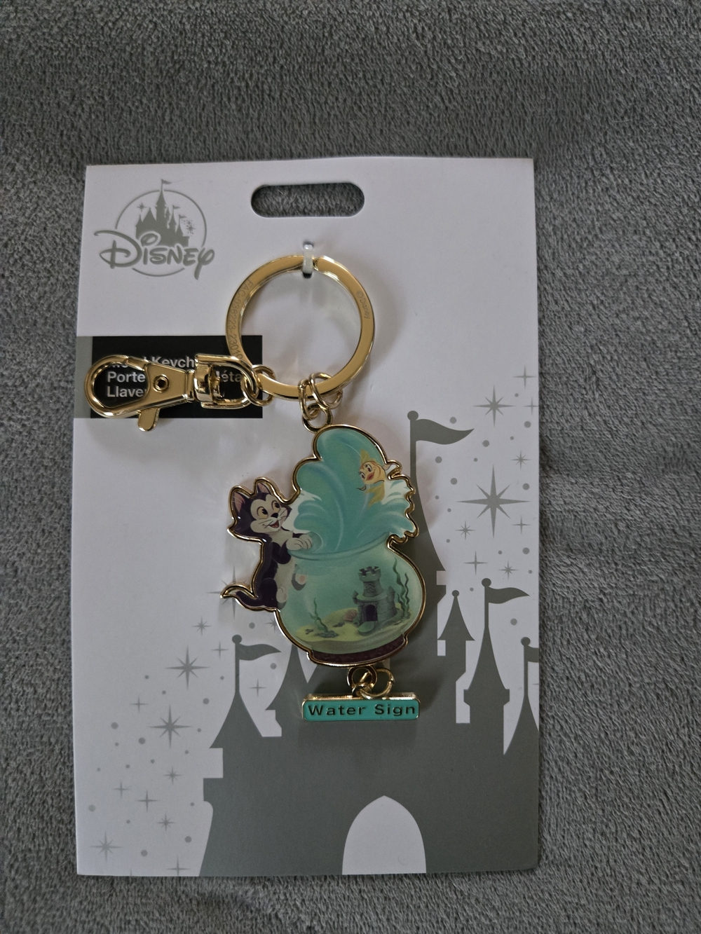 Disney Water Sign Keychain - Teal & Gold